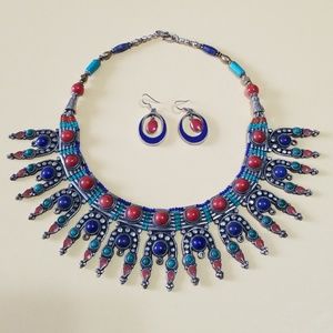Tribal style statement necklace set
